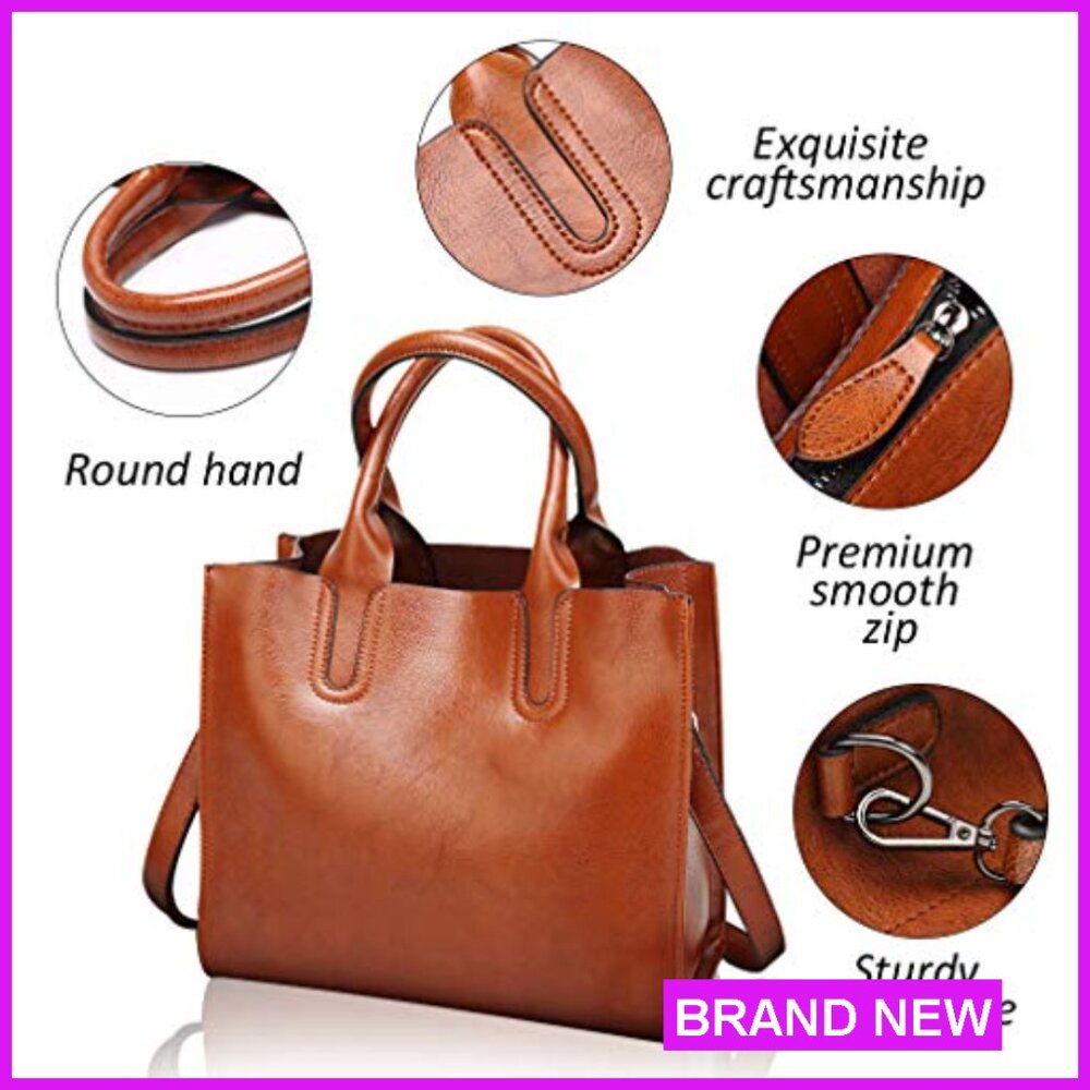 Faux Leather Hobo Satchel Tote Bag Adjustable Strap Work Chic Minimal - Picture 6 of 7